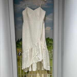 Karen Millen White Pleated High Low Sundress Size 12 BOGO